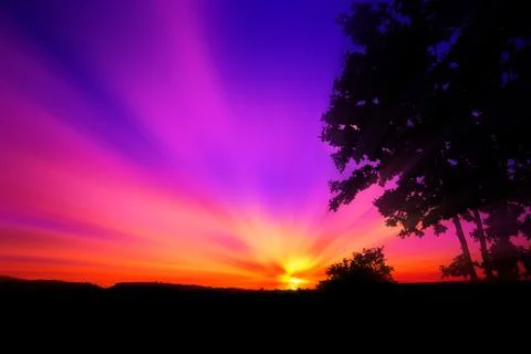 Red purple sunset Stock Photos