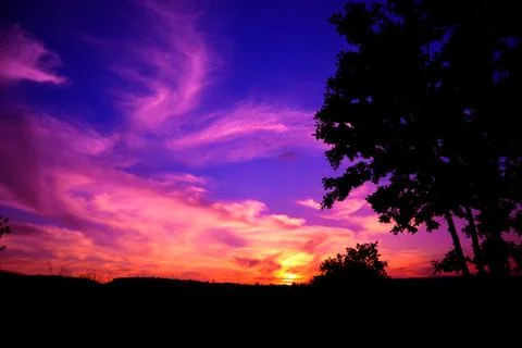 Red purple sunset Stock Photos