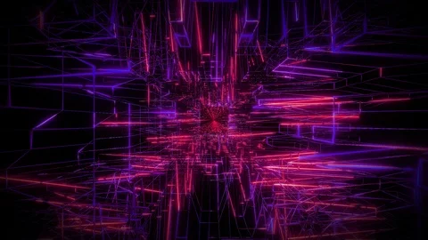 Red purple wireframe visual loop design background 3d rendering Stock Footage 112621746