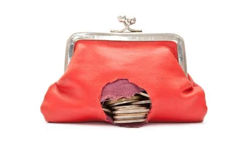 Red purse with hole Stock Photos