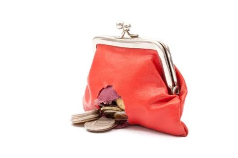 Red purse with hole Stock Photos