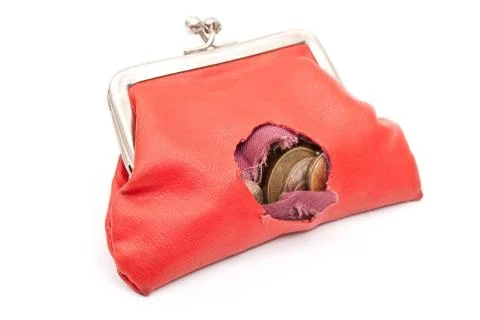 Red purse with hole Stock Photos