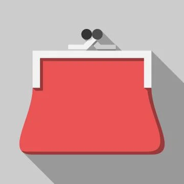 Red purse, long shadow Stock Illustration