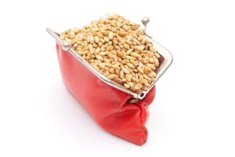 Red purse with wheat Stock Photos