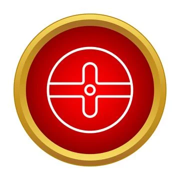 Red push button with control switch symbol line icon 스톡 일러스트