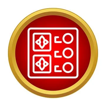 Red push button interface control panel icon Stock Illustration