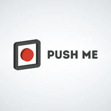 Red push button isolated on white background. 3D rendering. Stock vector illu Illustrazione stock