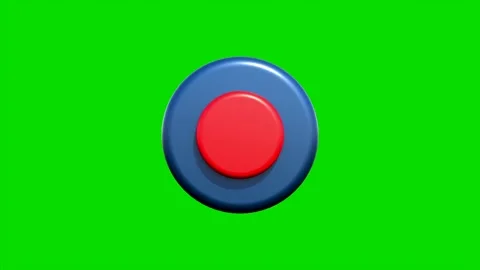 Red push button moves down, chroma key, green screen. Stock Footage 333626912