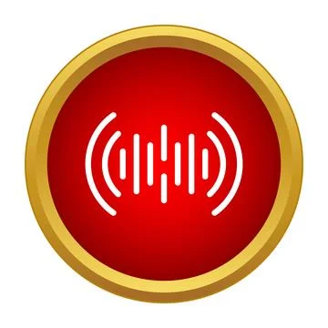 Red push button with sound wave icon Stock Illustration