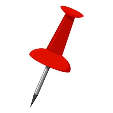 Red push office pin icon isolated on white background. Vector illustration of Stock Illustration