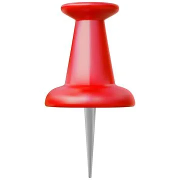 Red push pin 3D plastic style vector icon, realistic thumbtack map geotag Stock Illustration