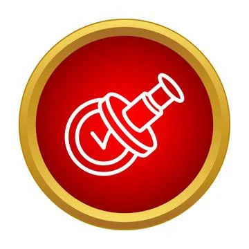 Red push pin checking a box icon Stock Illustration