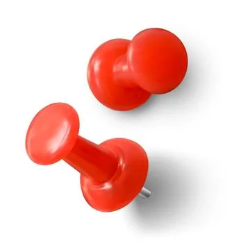 Red push pin. Realistic red paperclip. Vector illustration isolated on white  Stock Illustration
