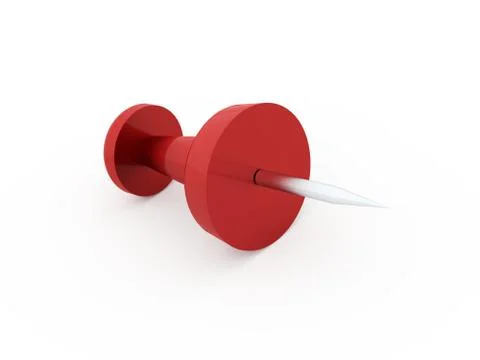Red push pin rendered on white background Stock Illustration