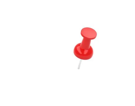 Red push pin, thumbtack isolated on white background, 3d illustration Illustrazione stock