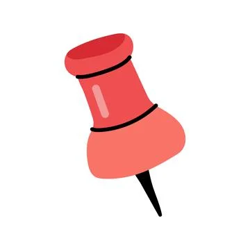 Red push pin thumbtack for notice board isolated on white background Stock Illustration