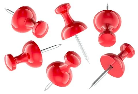 Red Push Pins, 3D rendering Stock Illustration