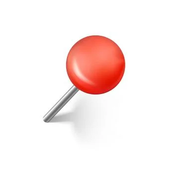 Red push pins with shadow. Realistic office push pin. Vector illustration Stock Illustration