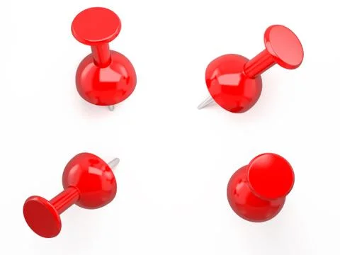 Red pushpin. 3d image. Isolated white background. Stock Illustration