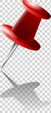 Red pushpin is being shown in flat vector art with head and metal tip, Stock Illustration