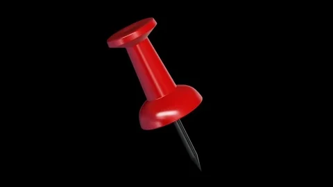 Red pushpin with looping rotation on black with alpha matte. 库存影片 83939215