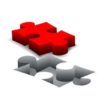 Red puzzle 3d pie isolated Illustrazione stock