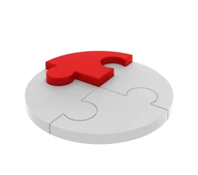 Red puzzle circle jigsaw pattern isolated on white background in business con Stock Illustration