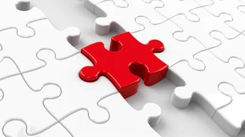Red puzzle connection closeup #2 Stock Illustration
