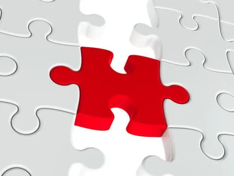 Red puzzle connection closeup Stock Illustration