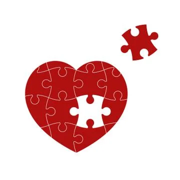 Red puzzle heart 스톡 일러스트