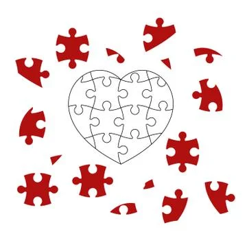 Red puzzle heart Stock Illustration