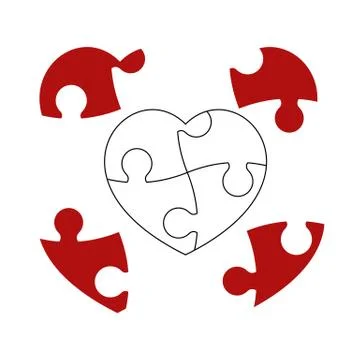 Red puzzle heart 스톡 일러스트