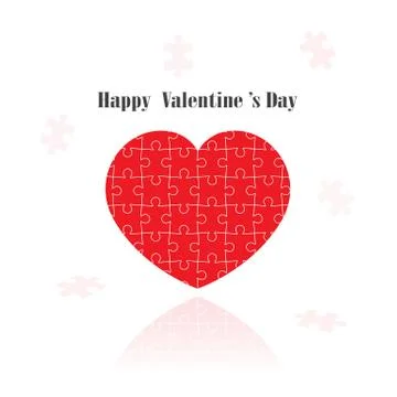 Red puzzle heart shape on  background Иллюстрация