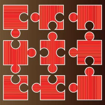 Red puzzle pieces - jigsaw vector illustration Stock Illustration