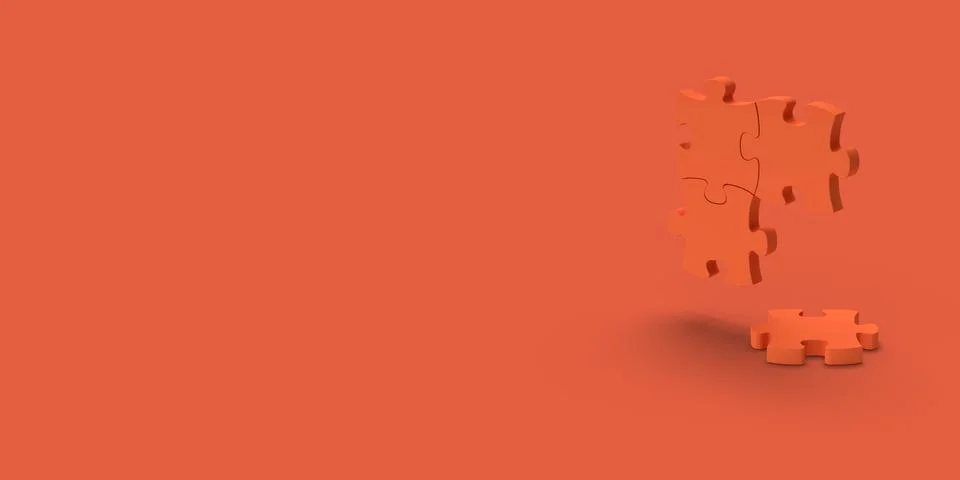 Red puzzle on a red background. Abstract image. Minimal concept problem bus.. Stock Illustration