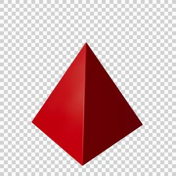 Red pyramid in perspective isolated on transparent background PNG Illustrazione stock