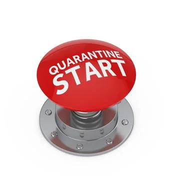 Red Quarantine Start Button. 3d Rendering Stock Illustration
