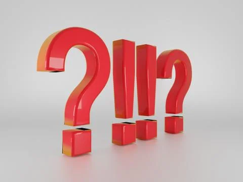 Red question and exclamation marks isolated on white. 3D render. Stock Illustration
