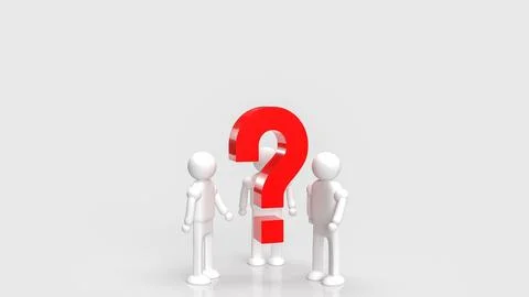 The red question and figure on white background 3d rendering Stock Illustration