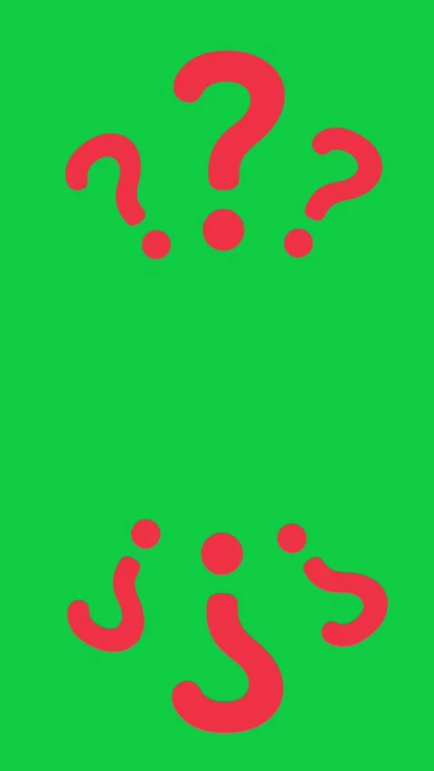 Red question mark and bottom line with pop up effect on green screen vertical 4k Stock Footage 297151932