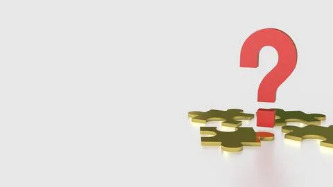 The Red Question mark and jigsaw for creative concept 3d Rendering. Stock Illustration