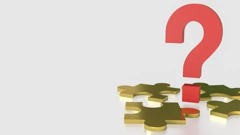 The Red Question mark and jigsaw for creative concept 3d Rendering. Stock Illustration