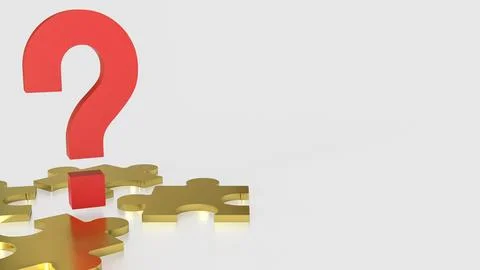 The Red Question mark and jigsaw for creative concept 3d Rendering. Stock Illustration