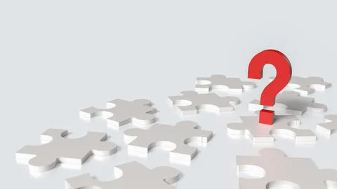 The red question mark and white jigsaw for Business concept 3d rendering. Stock Photos