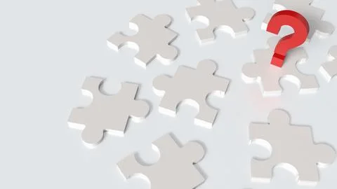 The red question mark and white jigsaw for Business concept 3d rendering. Stock Photos