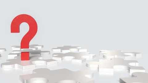 The red question mark and white jigsaw for Business concept 3d rendering. Stock Photos