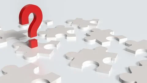 The red question mark and white jigsaw for Business concept 3d rendering. Stock Photos