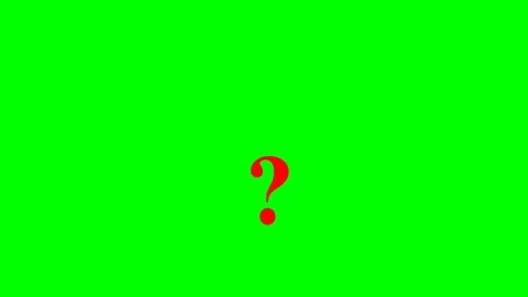 A Red Question Mark On A Green Screen. 3 