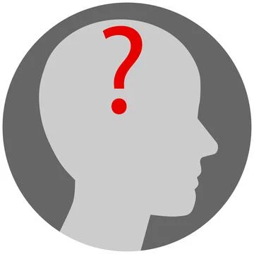 Red question mark in the head icon Stock Illustration