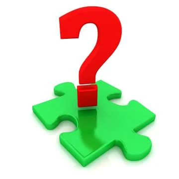 Red question mark on missing puzzle part place isolated on white Stock Illustration